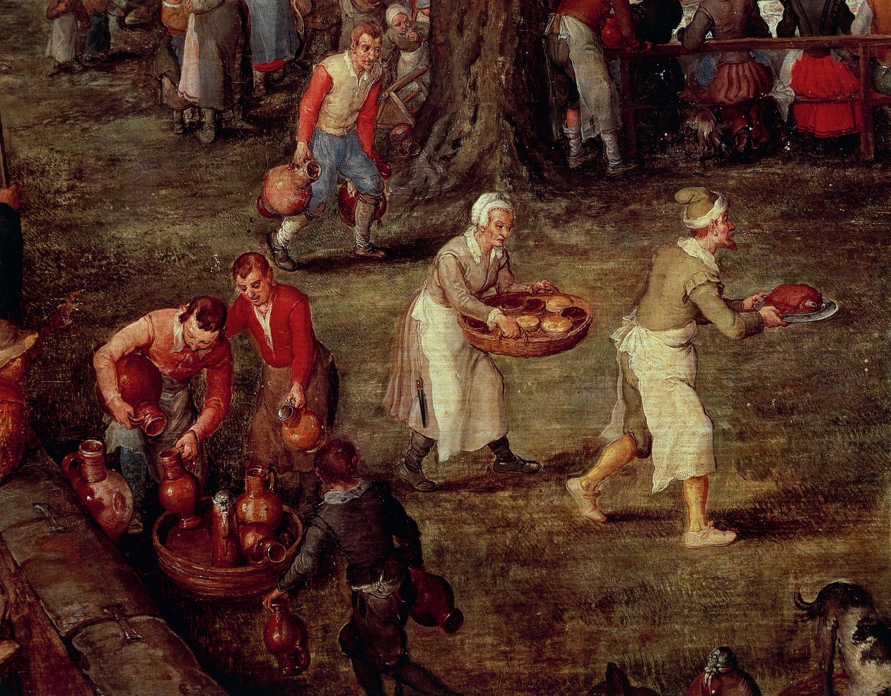 Camareros con comida y vino de Jan the Elder Brueghel
