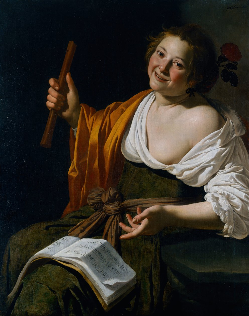 Chica con flauta de Jan van Bijlert