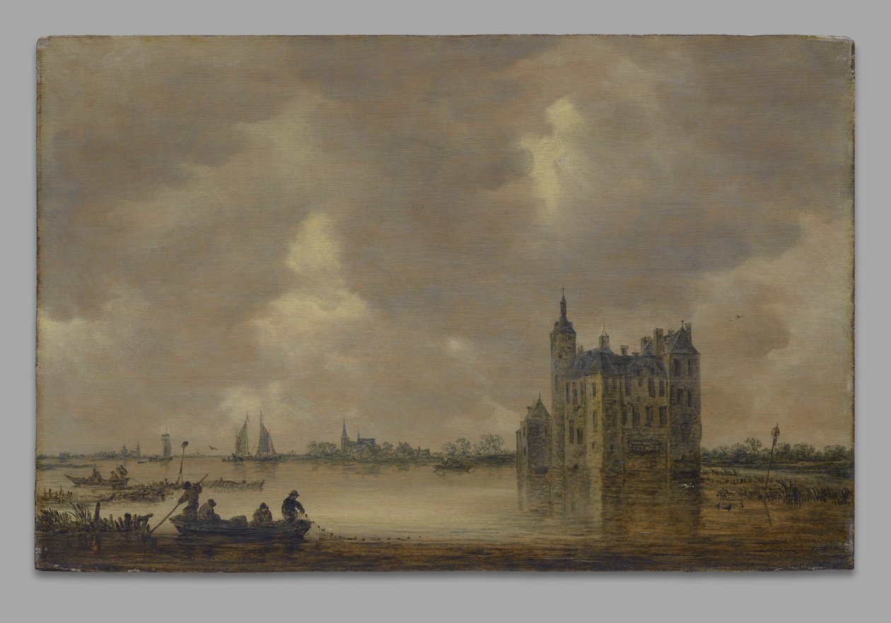 Un castillo junto a un río de Jan van Goyen