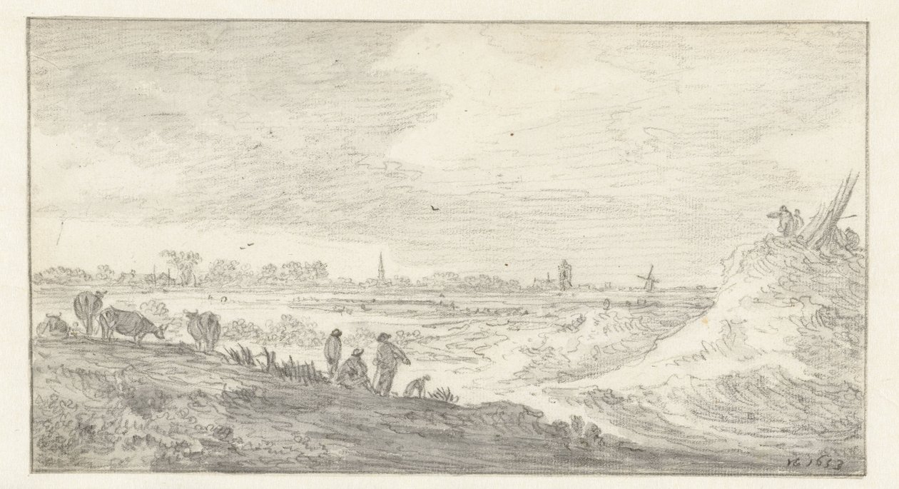 Paisaje con figuras en una duna de Jan van Goyen