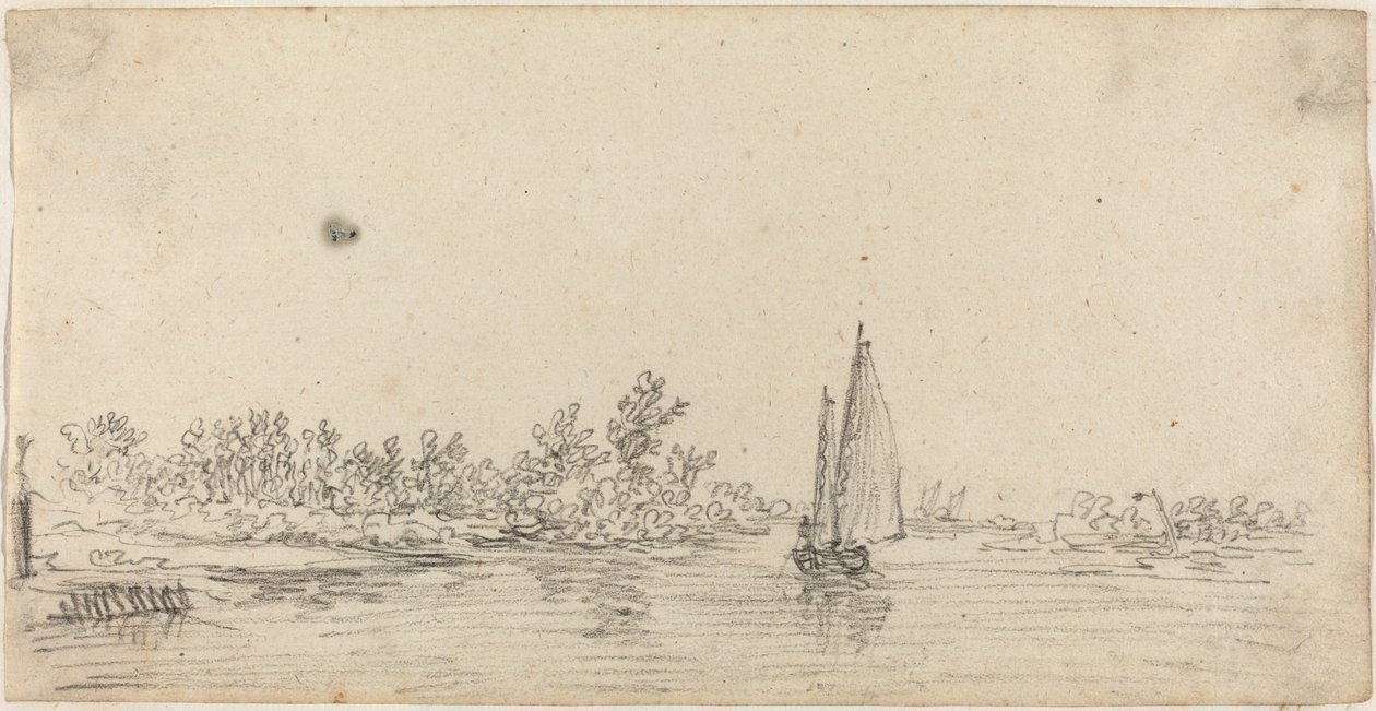 Velero en un estuario de Jan van Goyen