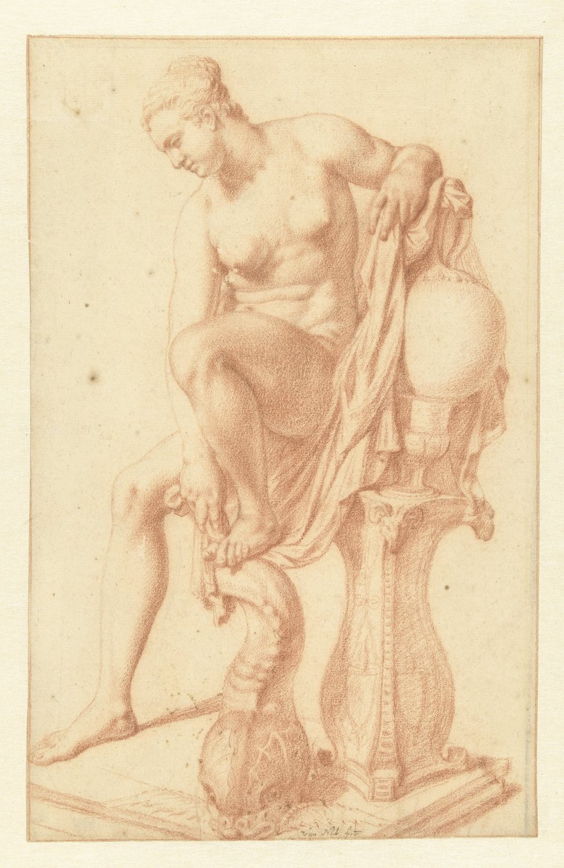 Mujer desnuda sentada junto a su inodoro de Jan van Neck