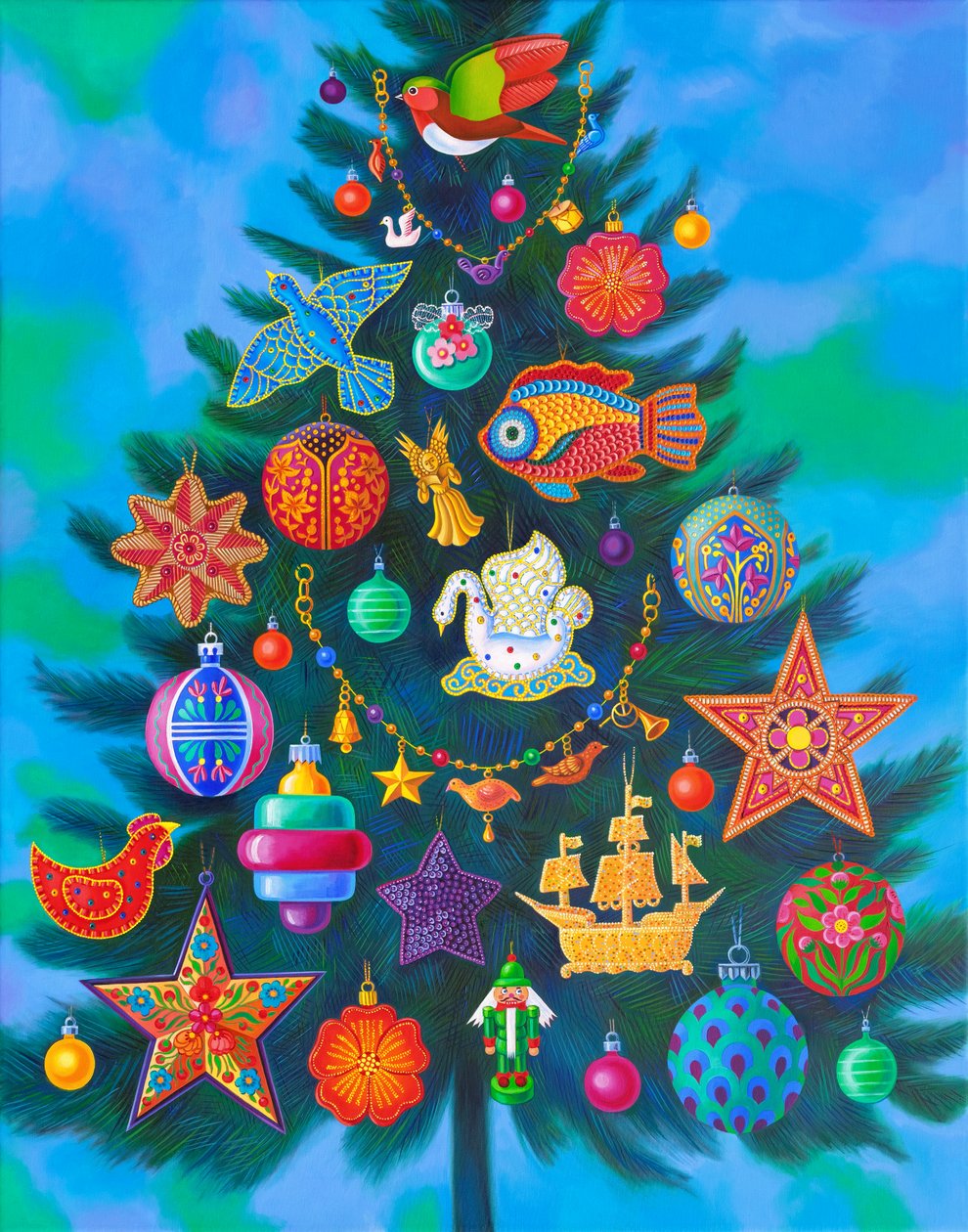 Árbol de Navidad, 2024 (óleo sobre lienzo) de Jane Tattersfield
