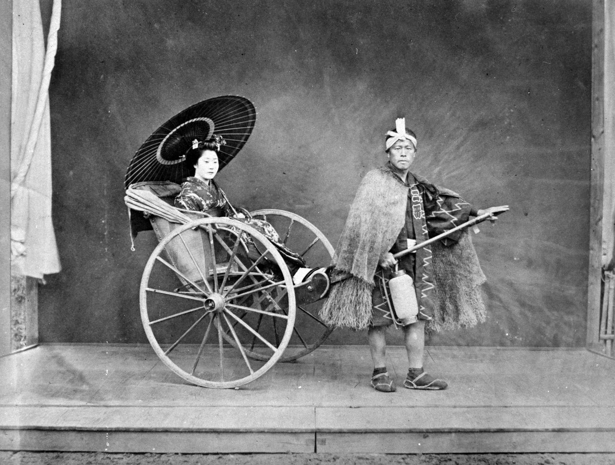 Geisha en un rickshaw, c.1870s de Japanese Photographer