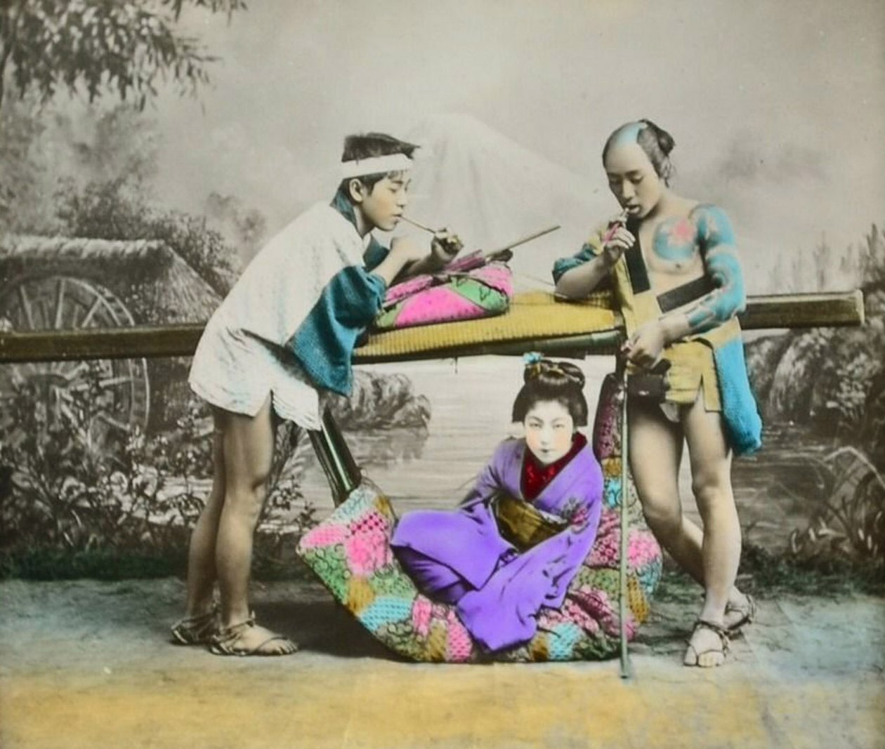 Impresión de albúmina japonesa coloreada a mano, c.1880 de Japanese Photographer