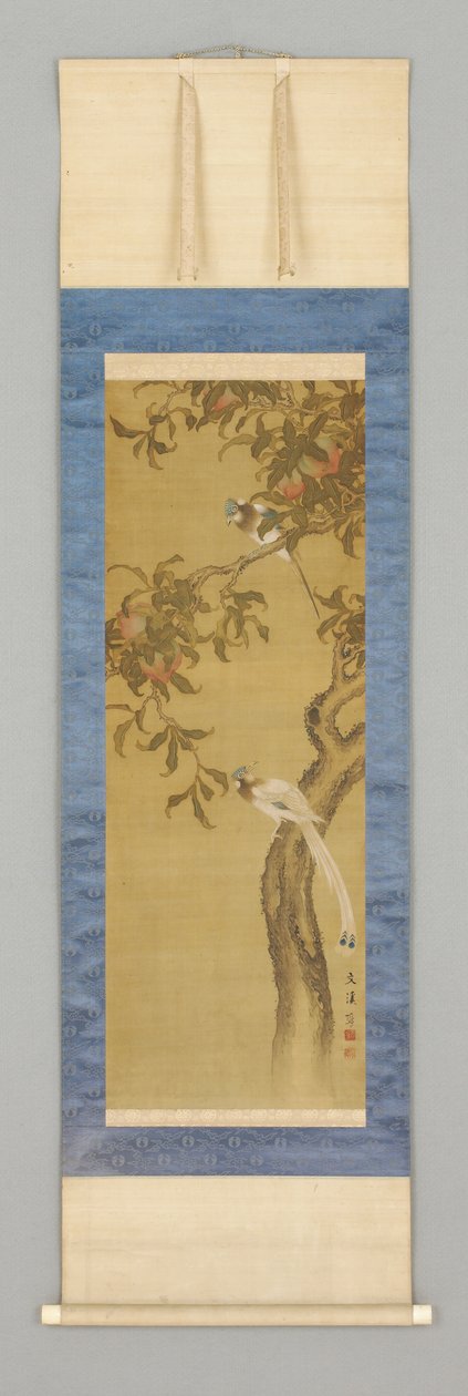 Melocotón y pájaros, principios del siglo XIX de Japanese School