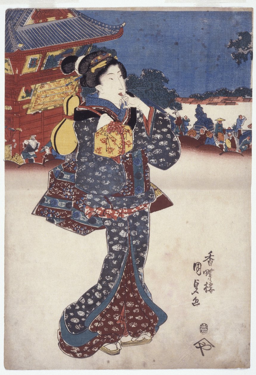 Sin título (Una mujer de viaje) (xilografías en color) de Japanese School