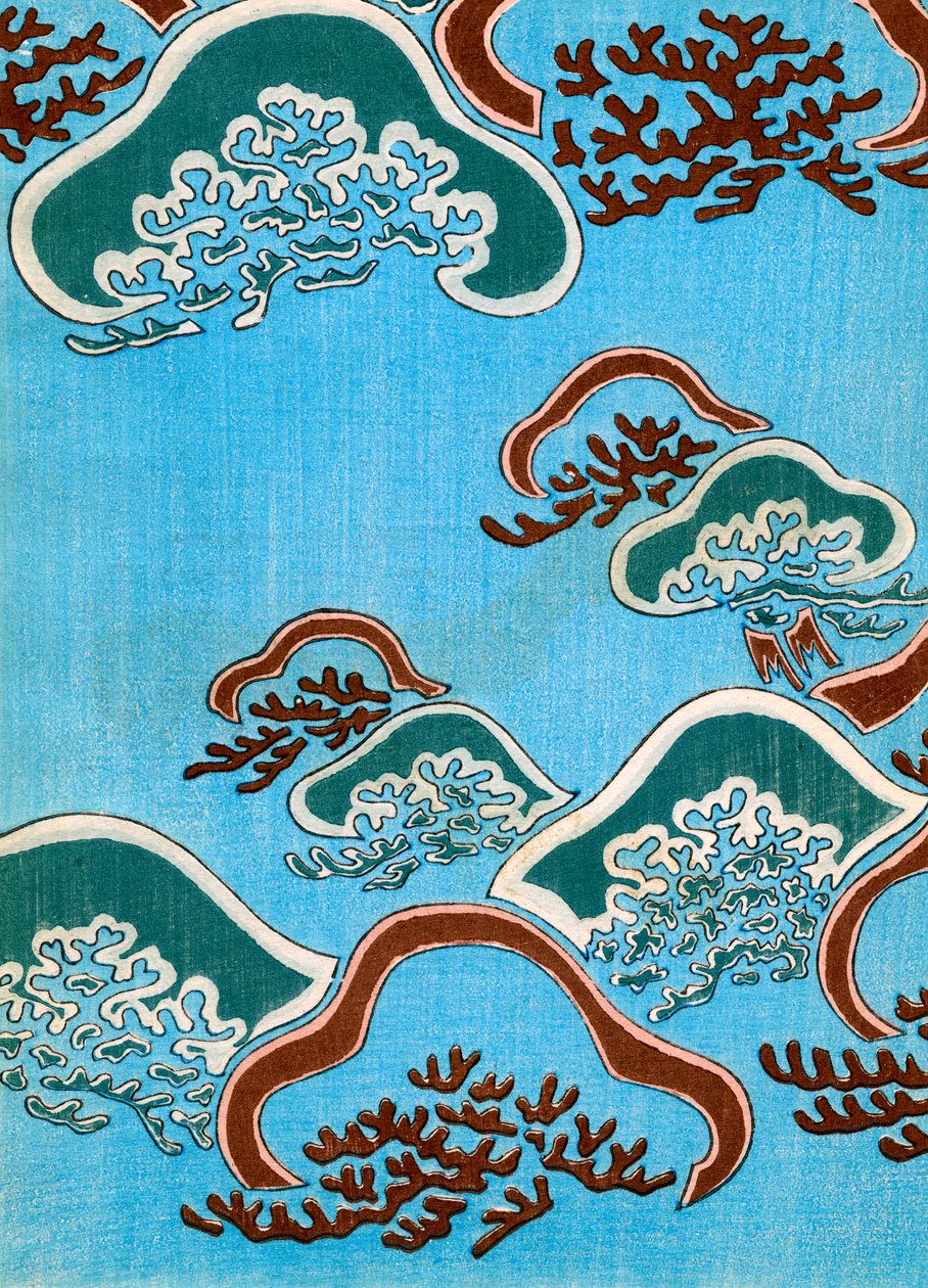 Grabado en madera de coral de Japanese School