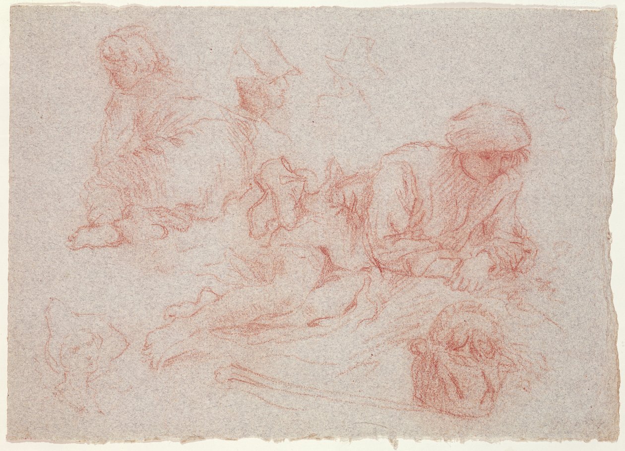 Estudio de un hombre reclinado de Jean Antoine Watteau