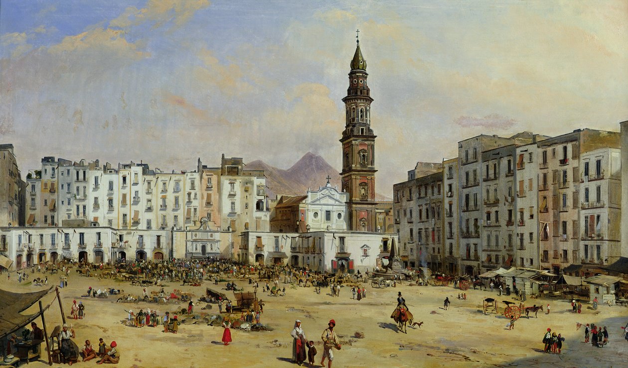Piazza Mazaniello, Nápoles de Jean Auguste Bard
