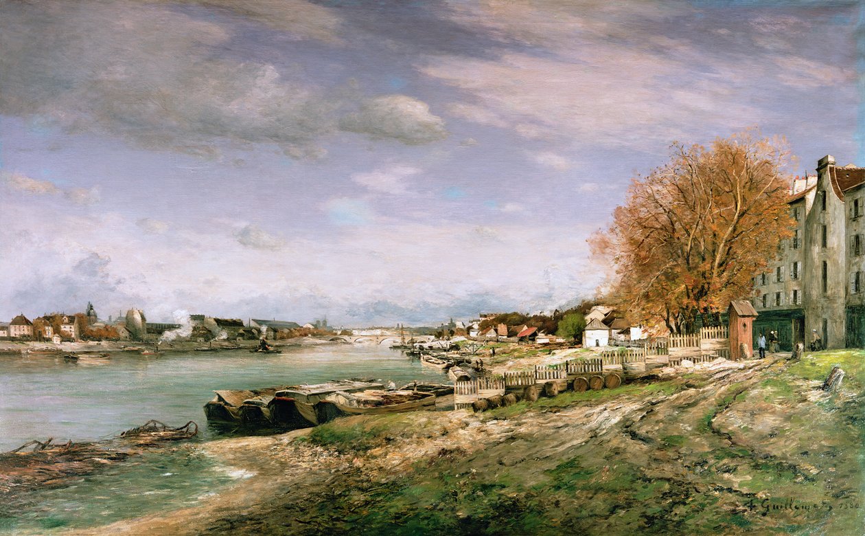 El viejo muelle en Bercy, París, 1880 de Jean Baptiste Armand Guillaumin