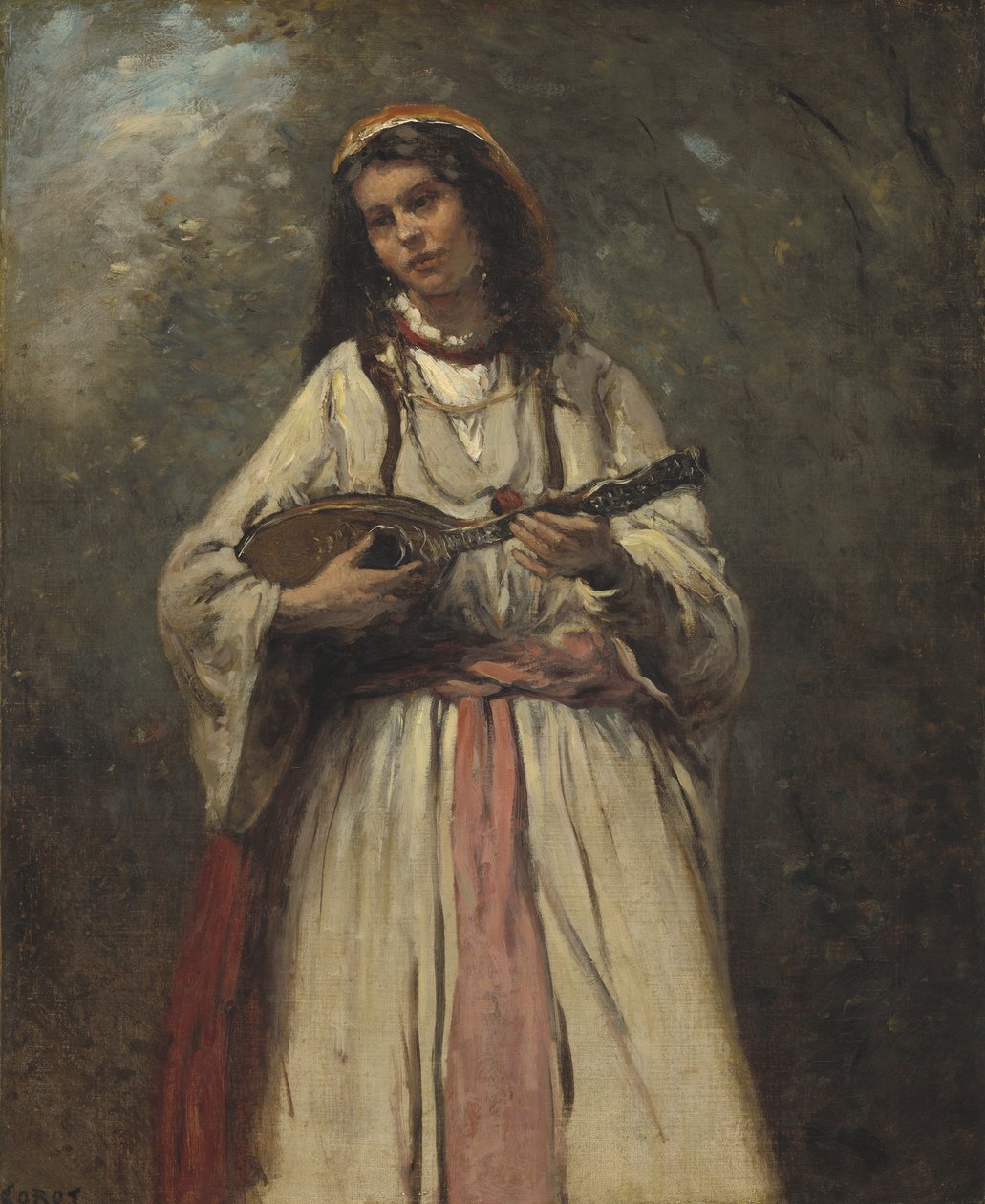 Gitana con mandolina, c.1870 de Jean Baptiste Camille Corot