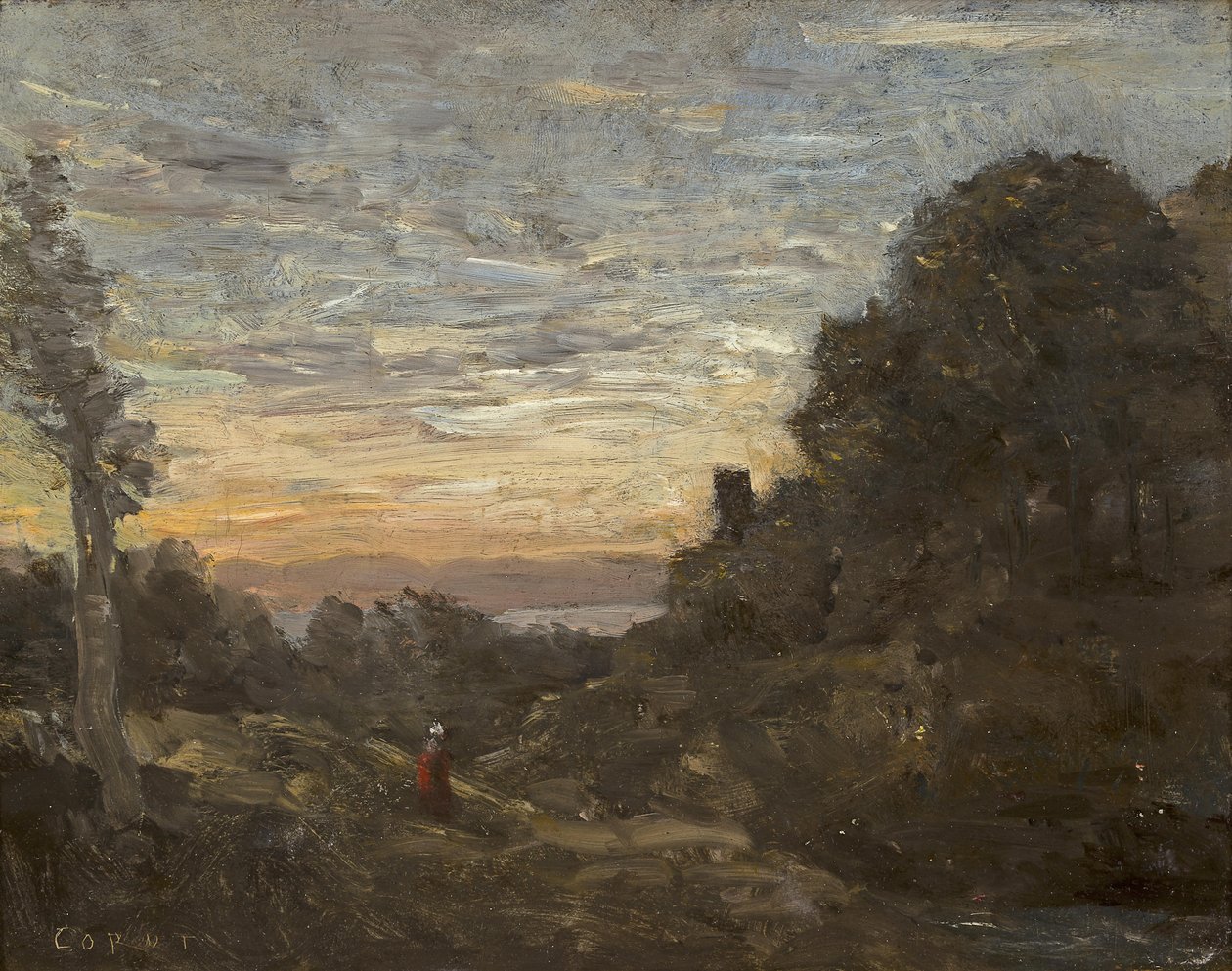 La torre entre los árboles de Jean Baptiste Camille Corot