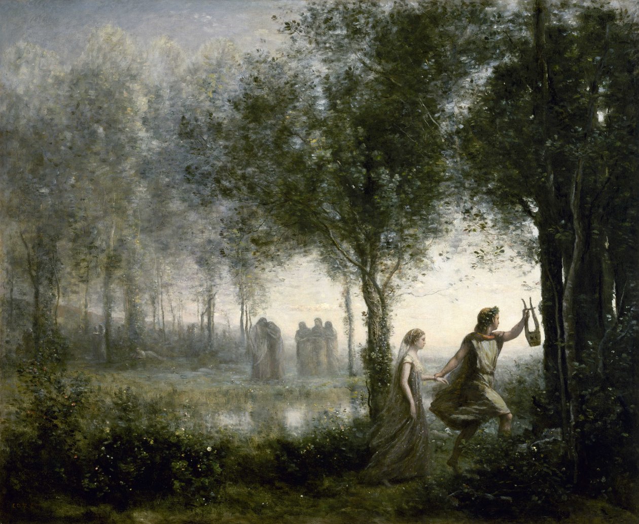 Orfeo Guiando a Eurídice desde el Inframundo de Jean Baptiste Camille Corot