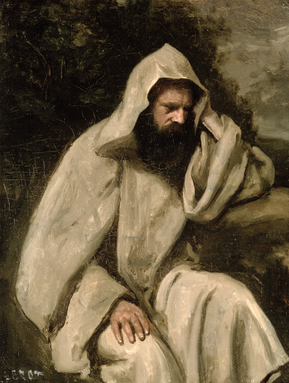 Retrato de un Monje, c.1840-45 de Jean Baptiste Camille Corot