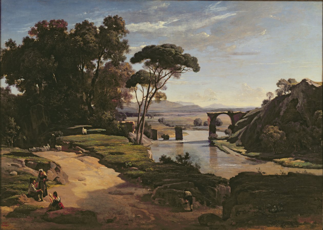 El puente de Narni, c.1826-27 de Jean Baptiste Camille Corot