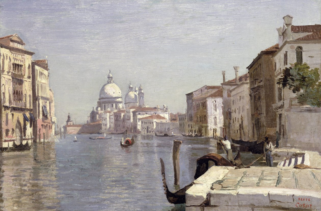 Venecia - Vista del Campo della Carità hacia la Cúpula de la Salute, 1834 de Jean Baptiste Camille Corot