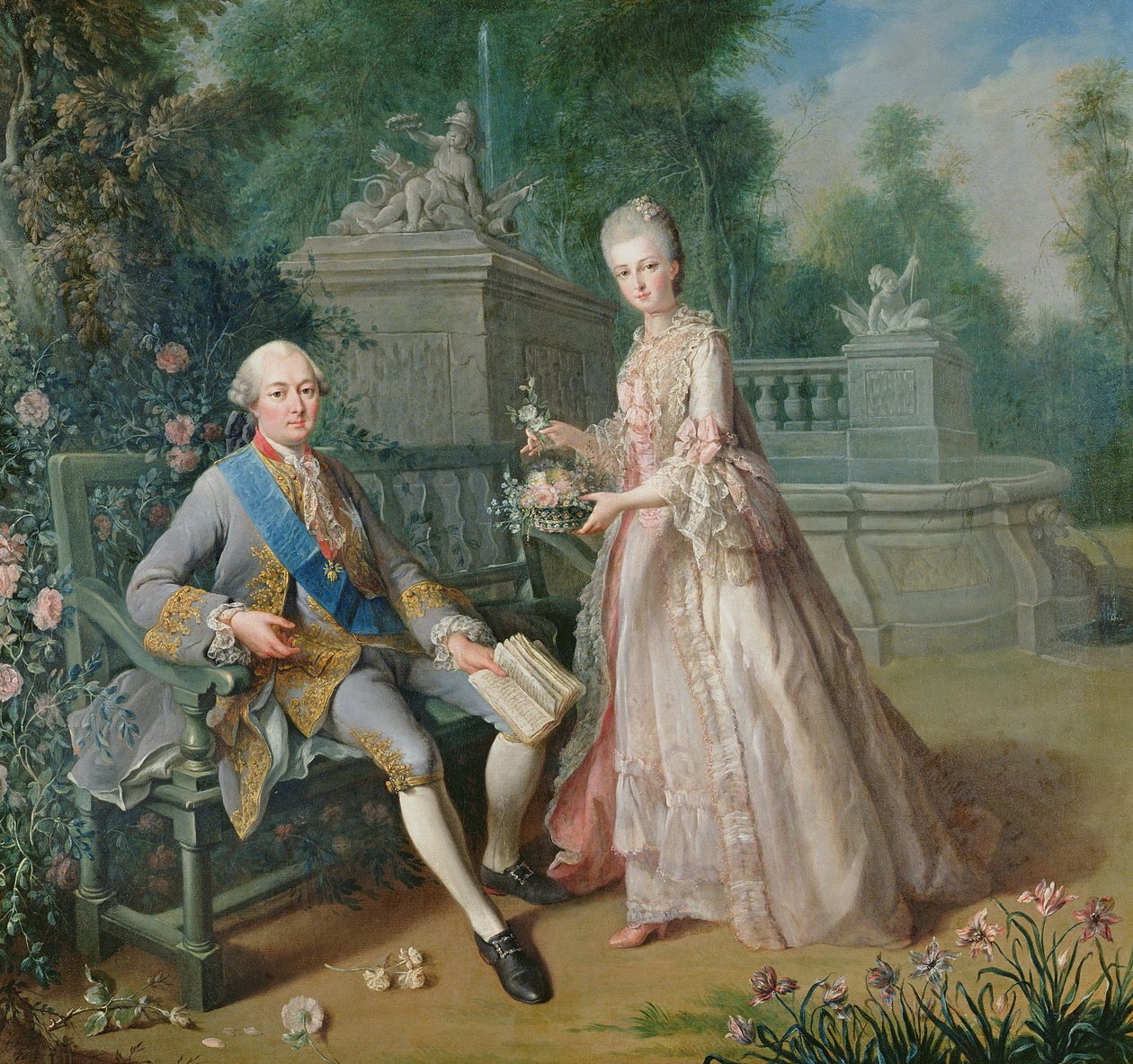 Louis Jean Marie de Bourbon, Duque de Penthievre con su hija, Louise-Marie Adelaide de Jean Baptiste Charpentier