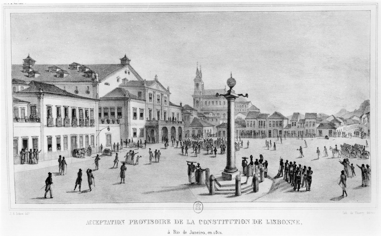 Aceptación temporal de la Constitución de Lisboa, Río de Janeiro, 1821, ilustración de 