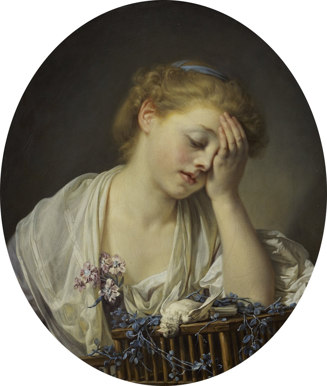 Una niña con un canario muerto de Jean Baptiste Greuze