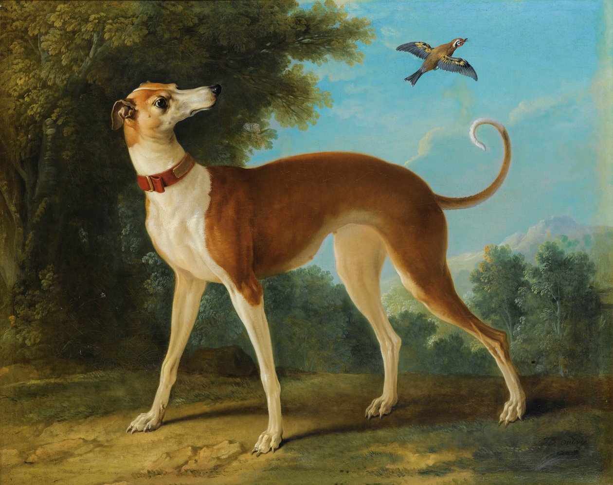 Galgo en un paisaje de Jean Baptiste Oudry