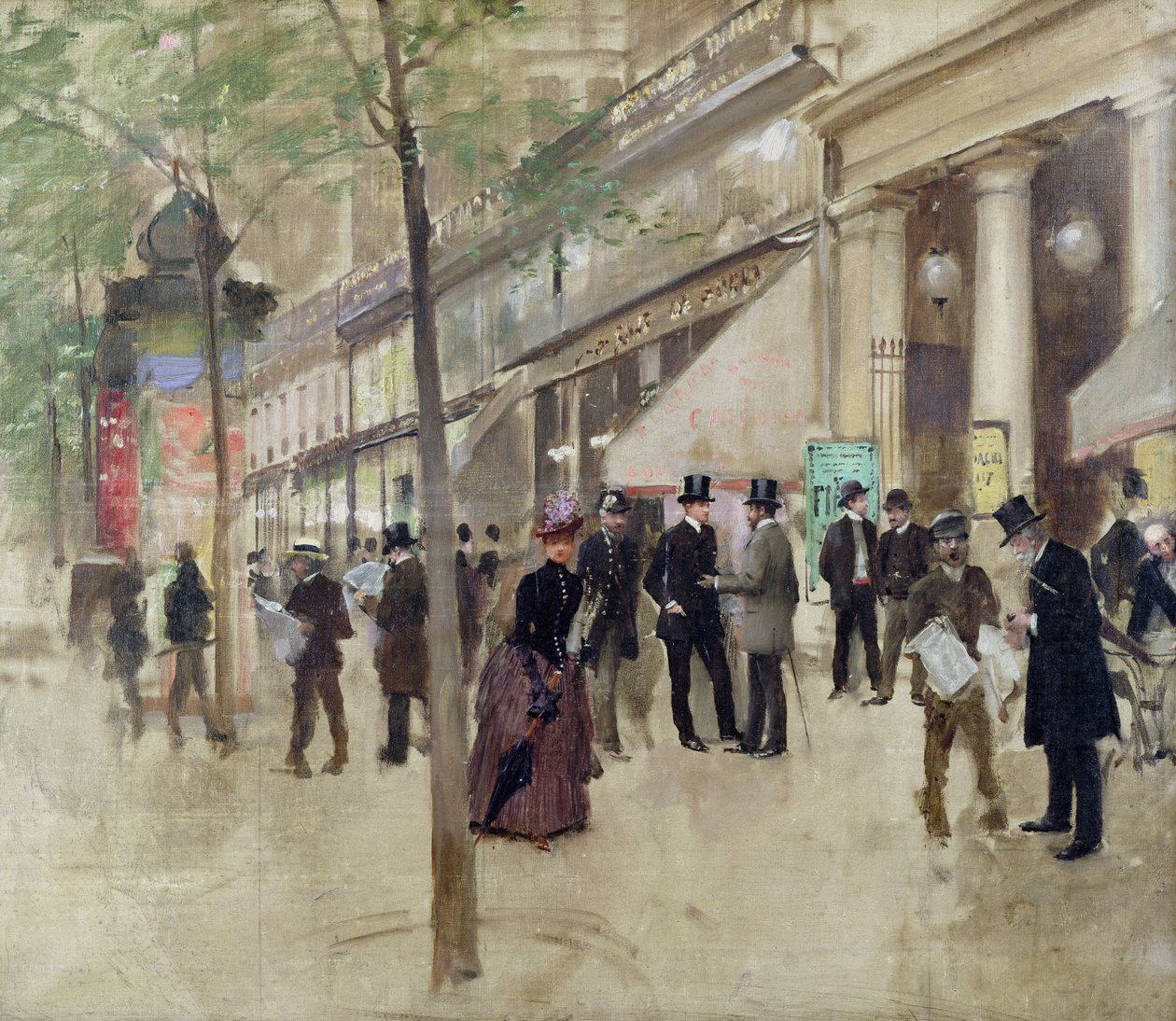 El Boulevard Montmartre y el Teatro des Varietes, c.1886 de Jean Beraud