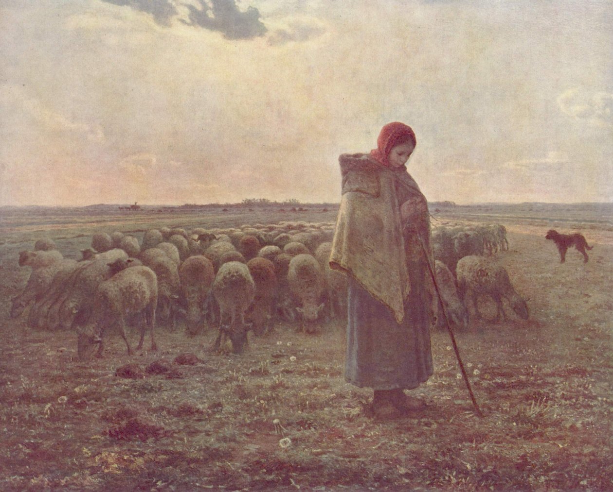 Niña cuidando las ovejas de Jean Francois Millet