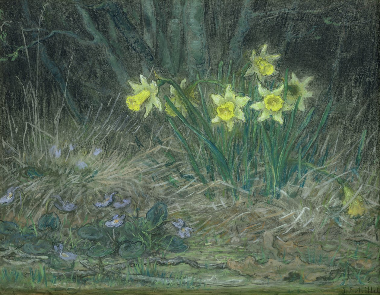 Narcisos y Violetas, c.1867 de Jean Francois Millet