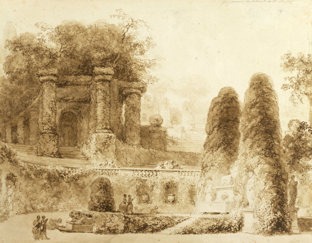 Parque Romano con Fuente, 1774 de Jean Honore Fragonard