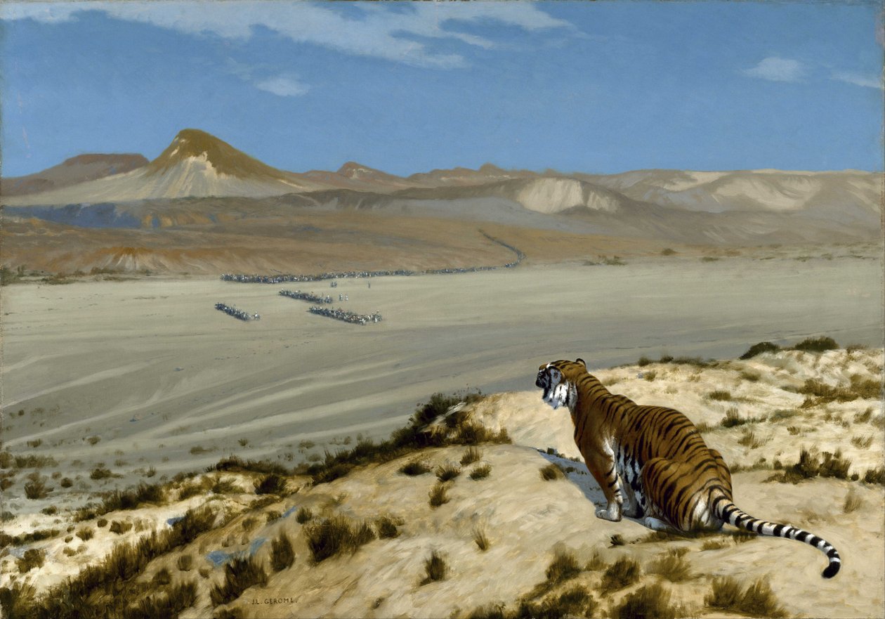 Tigre en vigilancia de Jean Leon Gerome