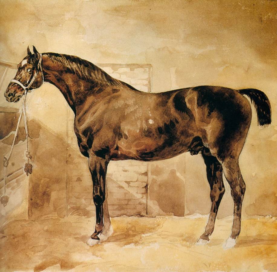 Caballo inglés en el establo de Theodore Gericault