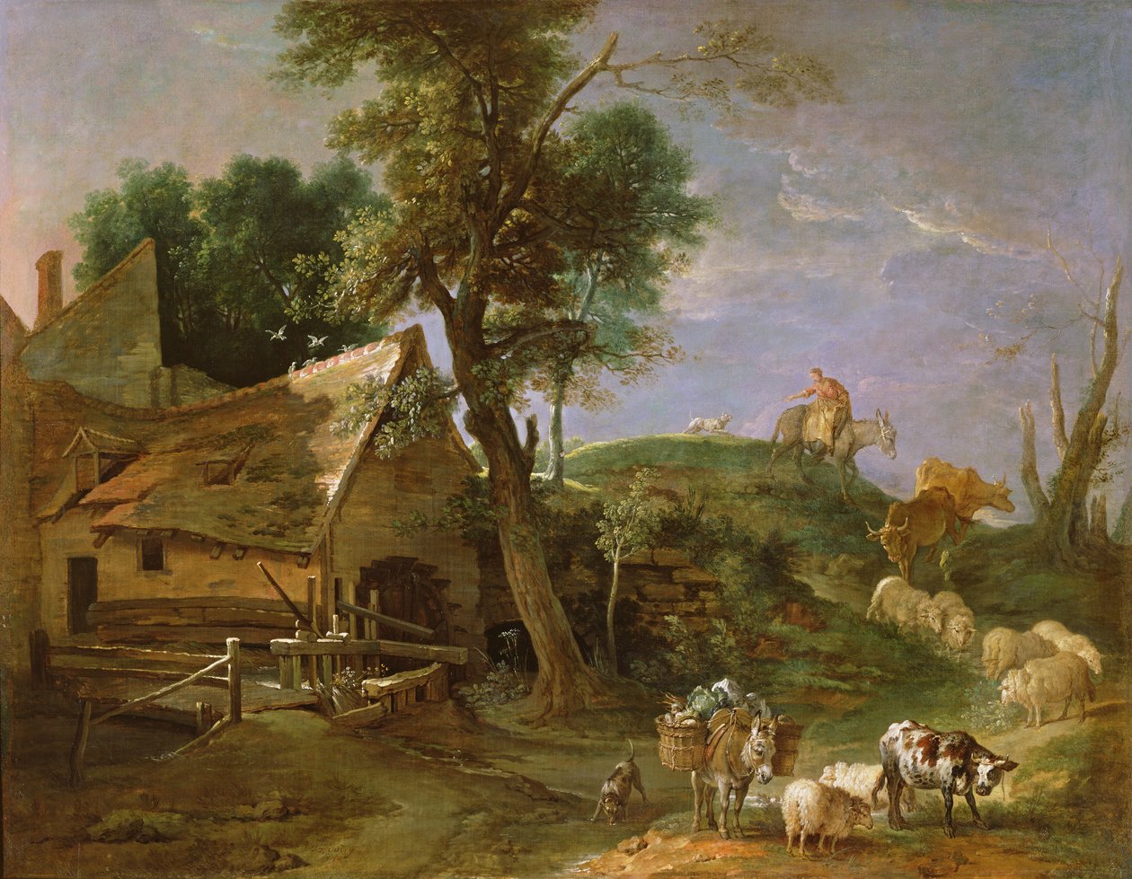 Paisaje con molino de agua, 1740 de Jean Baptiste Oudry