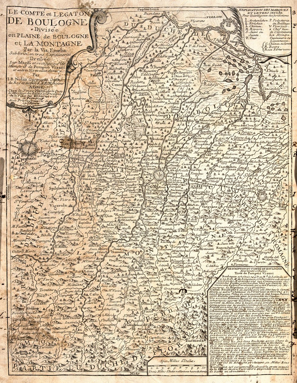 Mapa del Condado de Boulogne (Francia) de Jean Baptiste Nolin