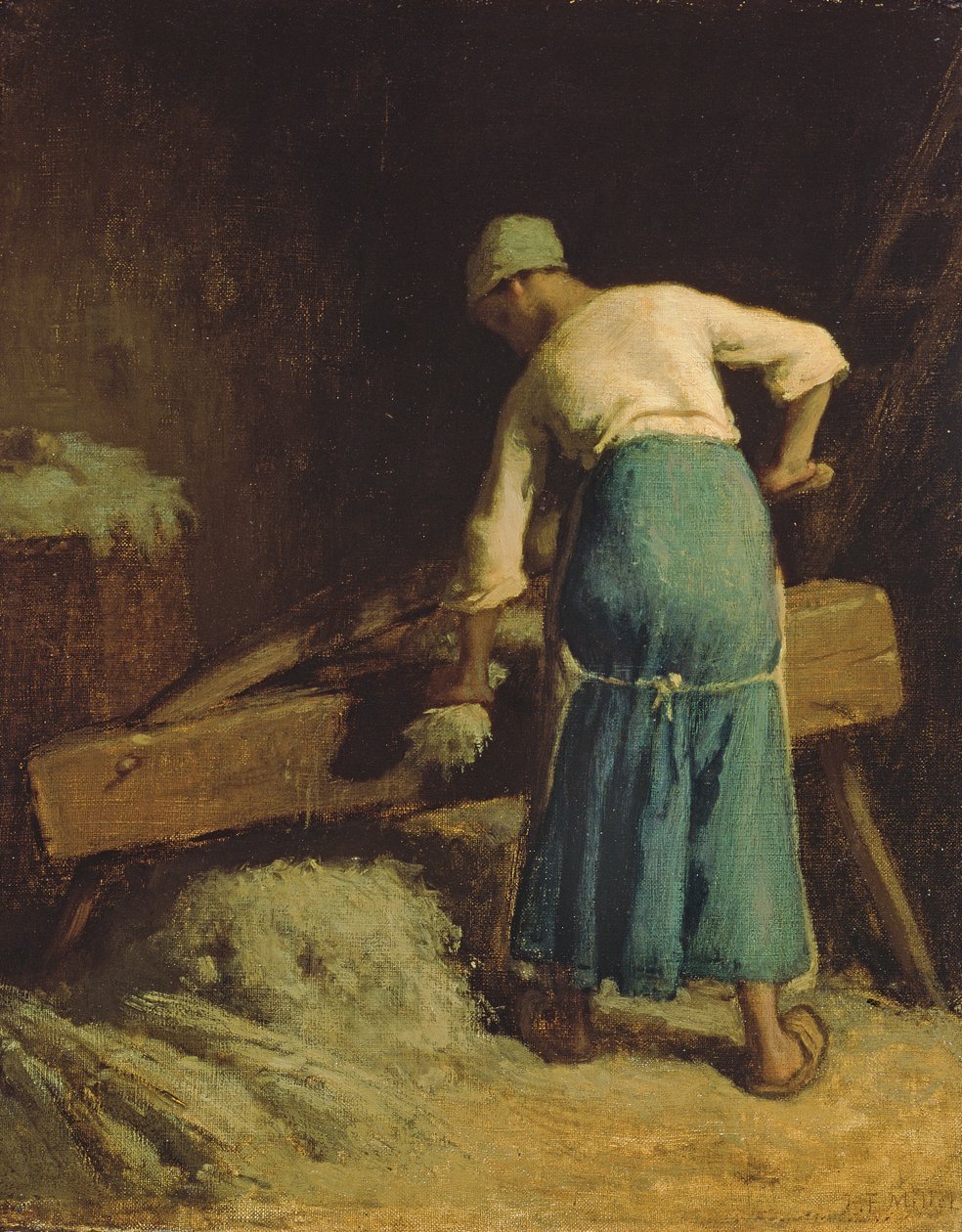 Rompiendo lino, c.1850-51 de Jean Francois Millet