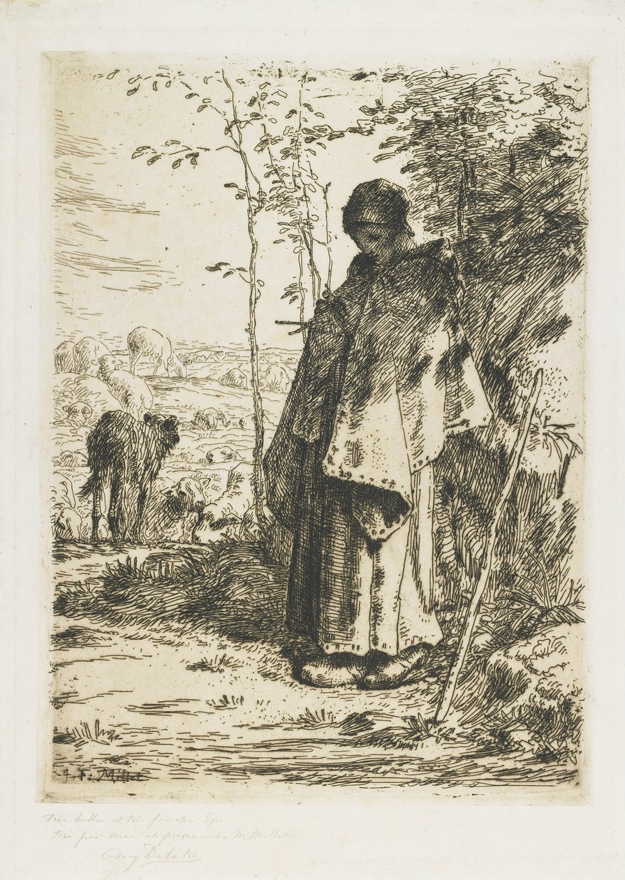 La pastora tejiendo, 1862 de Jean Francois Millet