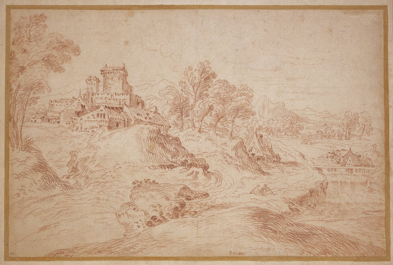 Paisaje con un castillo, 1716-18 de Jean Antoine Watteau