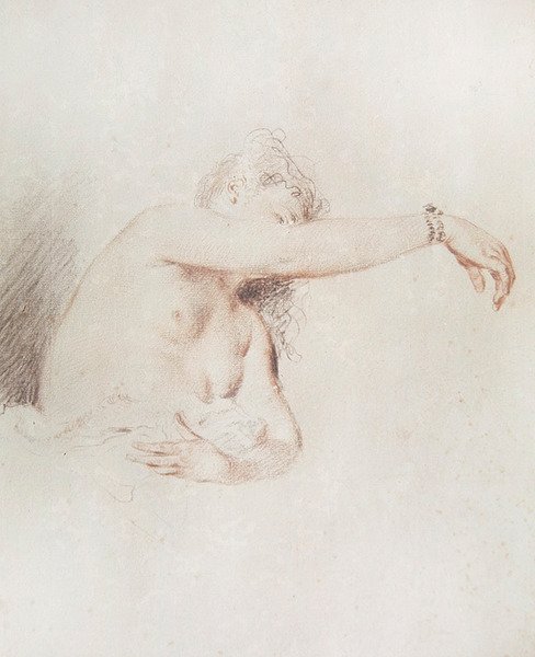 Mujer desnuda con el brazo levantado de Jean Antoine Watteau
