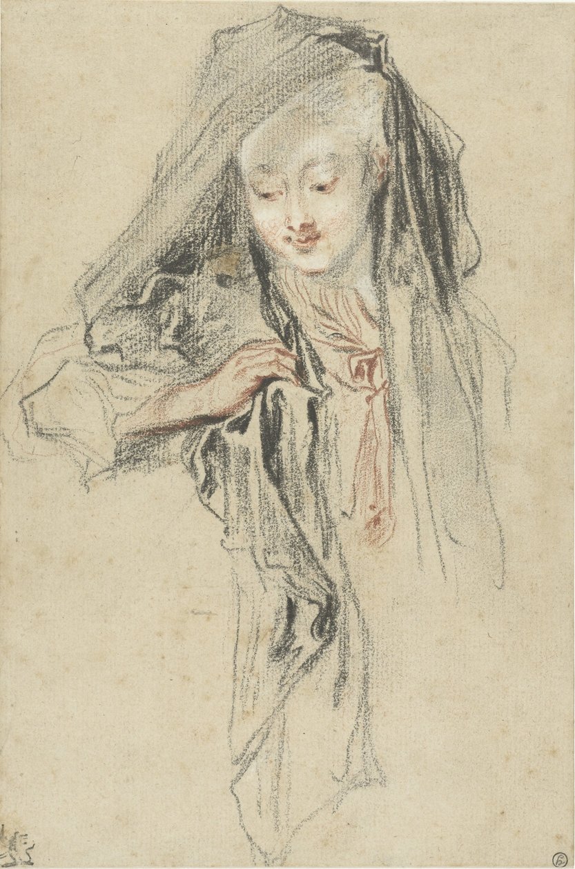 Mujer con velo de Jean Antoine Watteau