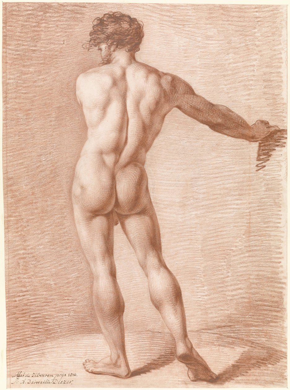 Estudio de la figura del desnudo de pie de Jean Augustin Daiwaille