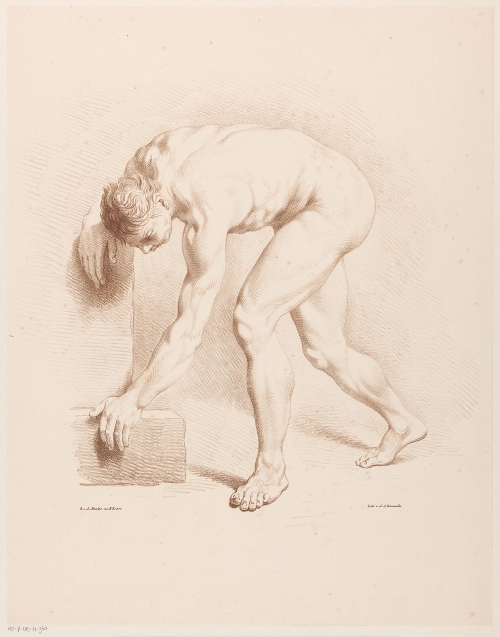 Hombre desnudo doblado de Jean Augustin Daiwaille