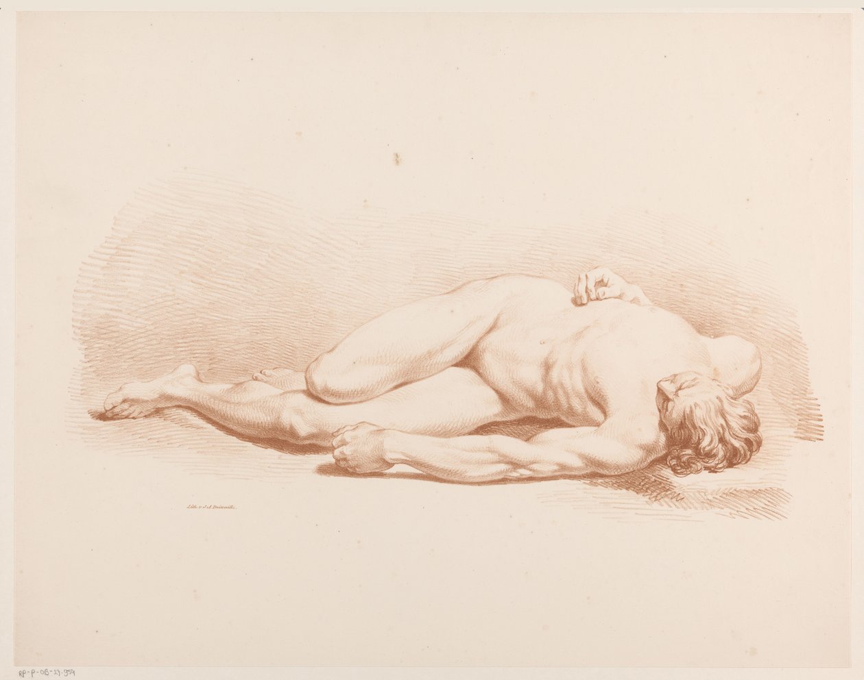 Hombre desnudo recostado de Jean Augustin Daiwaille