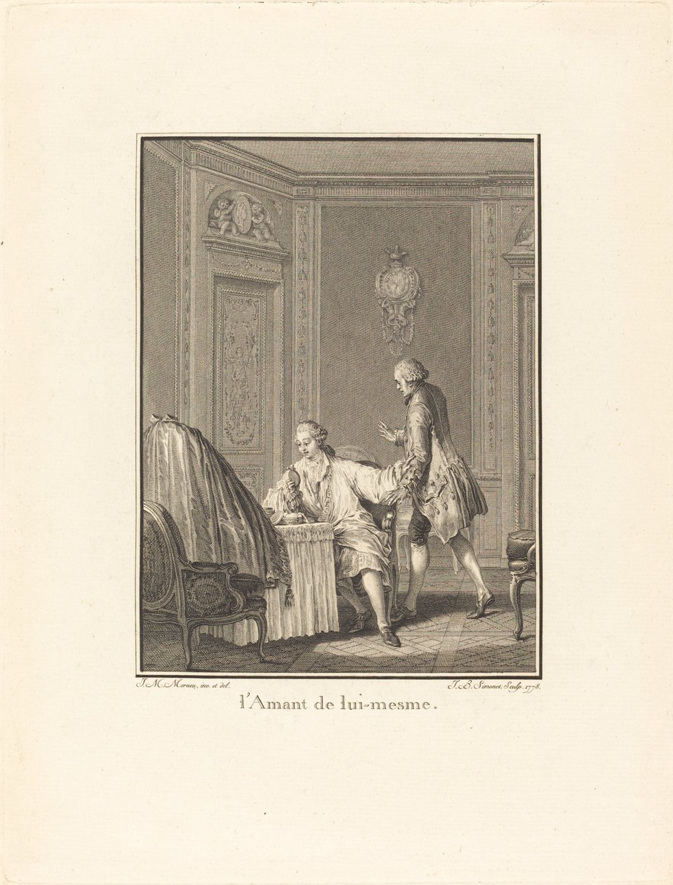 El Amante de Sí Mismo de Jean Baptiste Blaise Simonet after Jean Michel Moreau