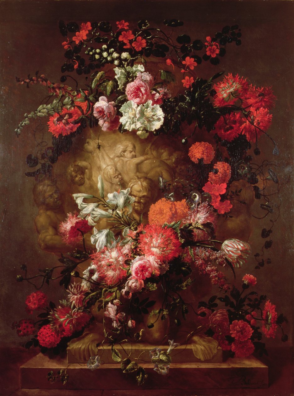 Flores alrededor de una enorme urna de Jean Baptiste Bosschaert