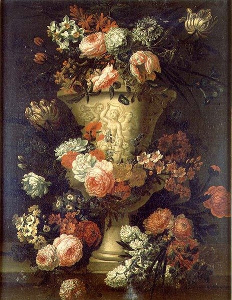 Tulipanes, peonías y otras flores de Jean Baptiste Bosschaert