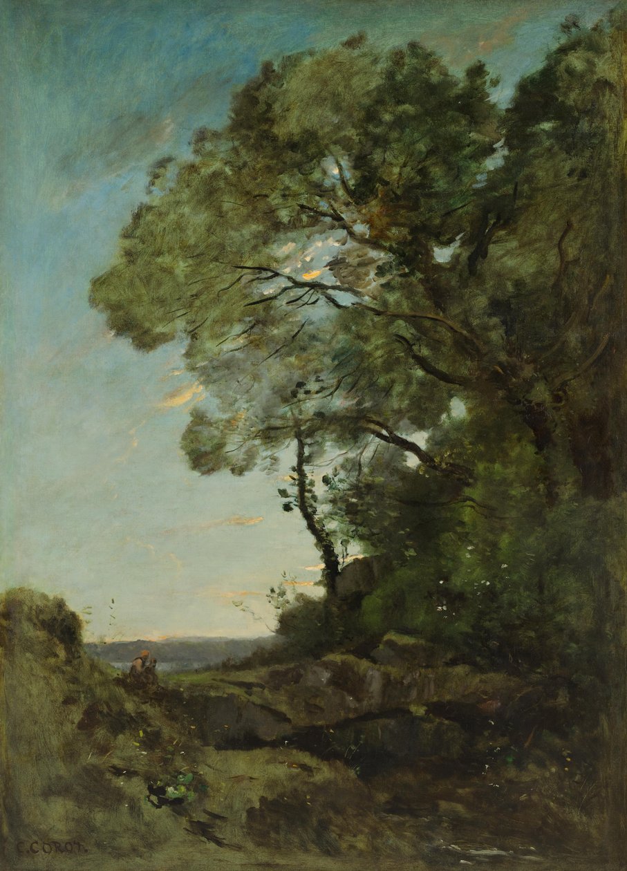 Paisaje arbolado (noche) de Jean Baptiste Camille Corot