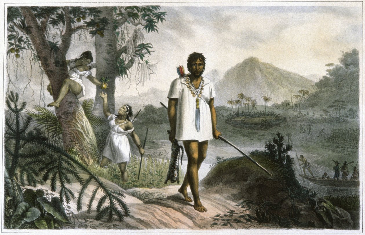 Indios amazónicos persiguiendo de Jean Baptiste Debret