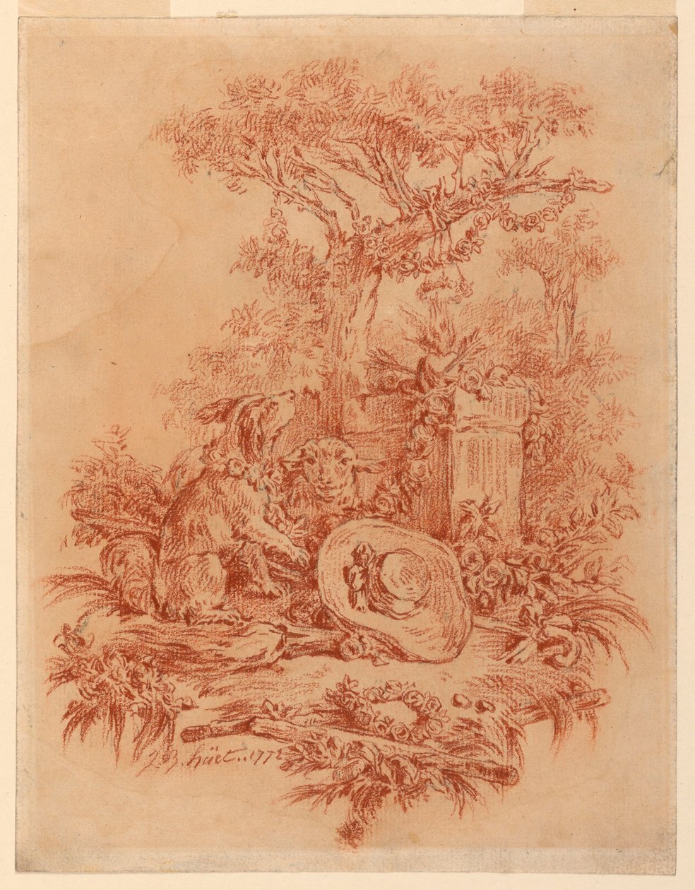 Dibujo, Pastorale, 1772 de Jean Baptiste Huet