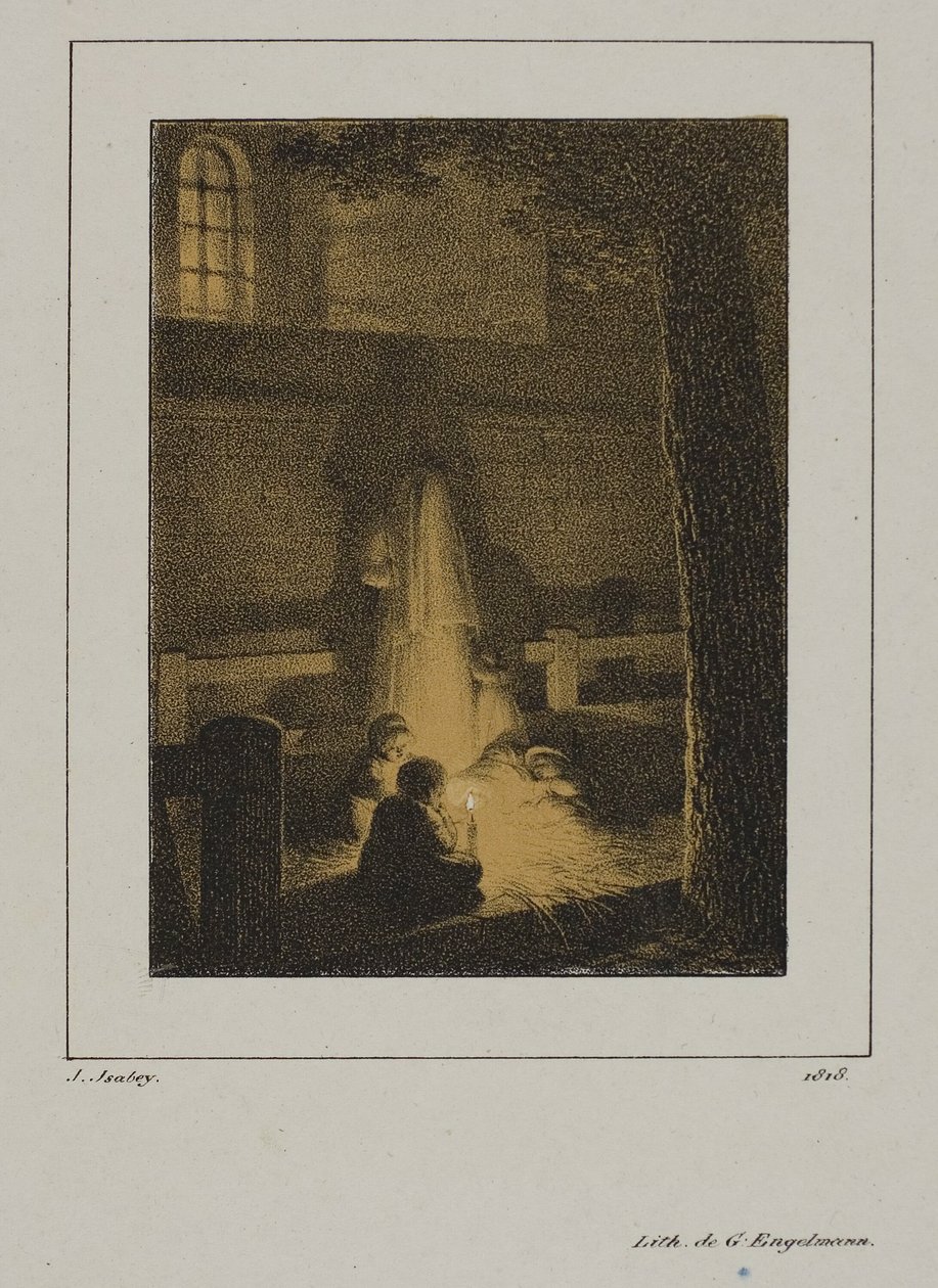 Grupo de niños alrededor de una vela de Jean Baptiste Isabey