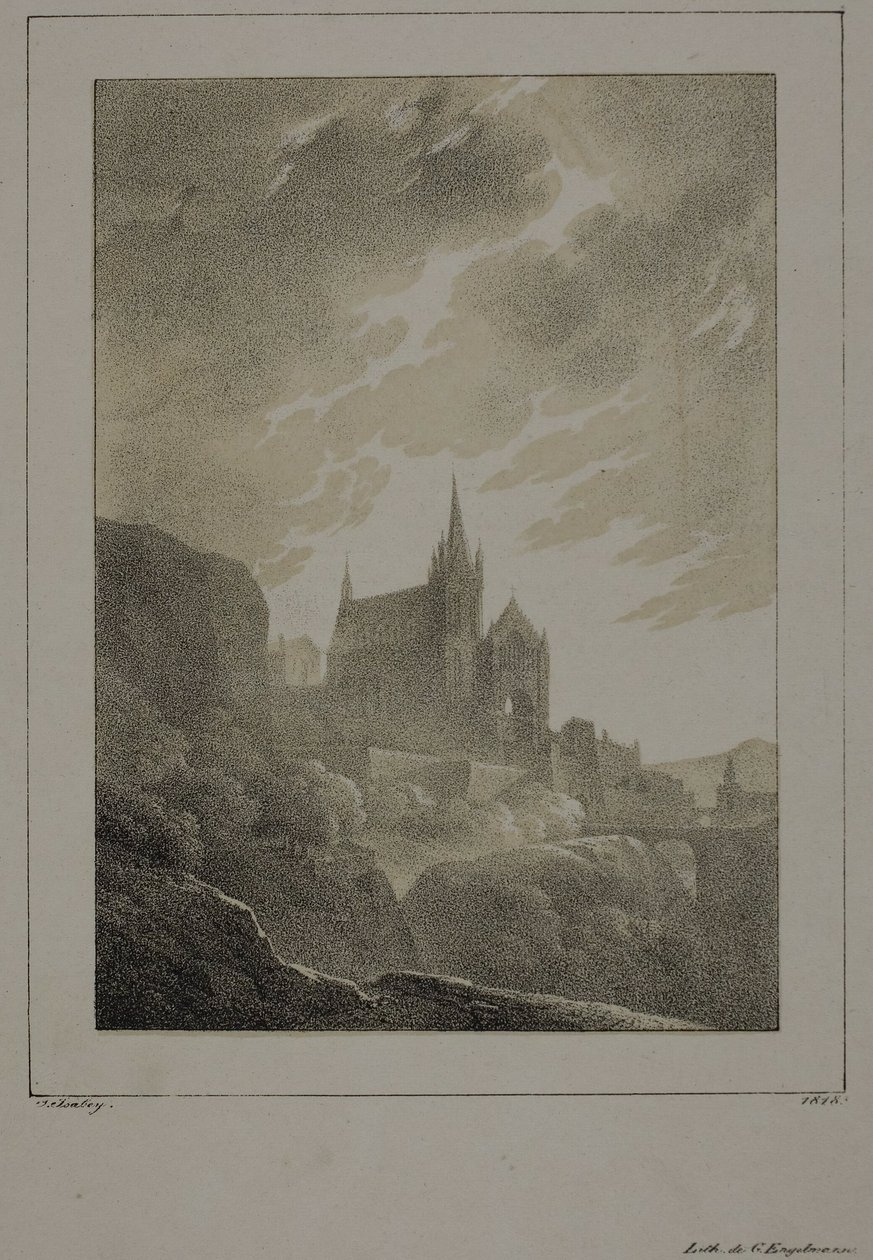 Vista de una iglesia de Jean Baptiste Isabey