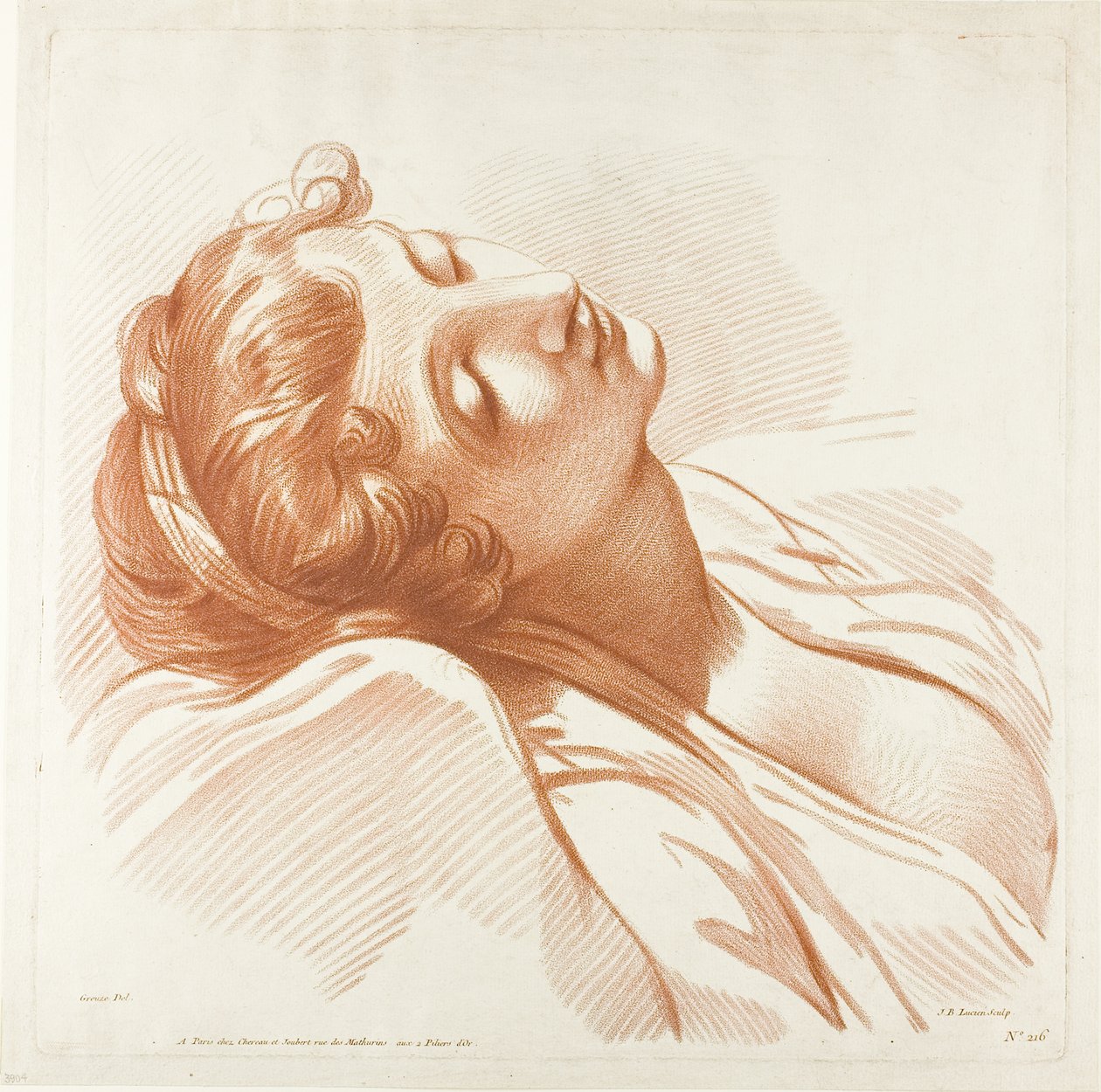 Cabeza de mujer joven dormida de Jean Baptiste Lucien